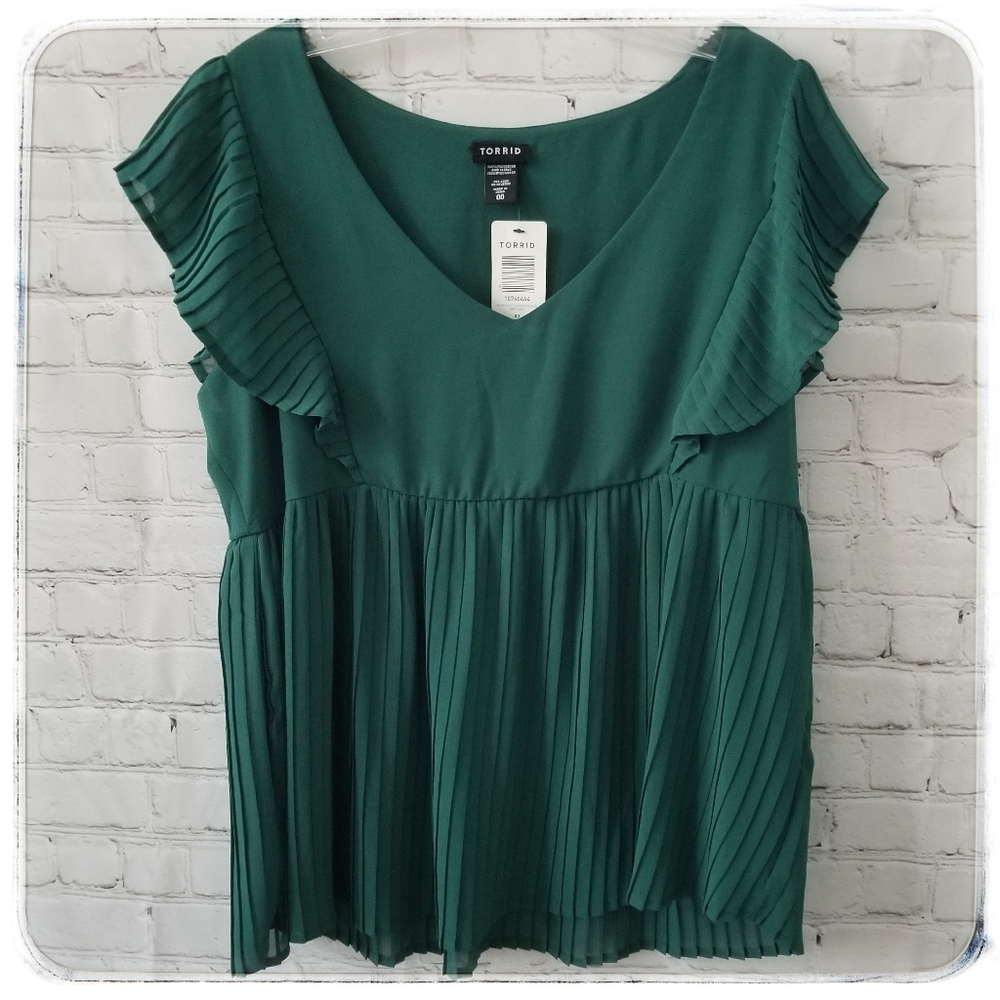 Torrid | Emerald Green Chiffon Blouse